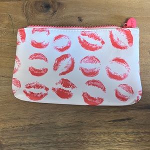 Light pink with Red Lips Cosmetic Bag